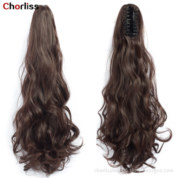 Factory Price High Quality 20 Inch Water Wave Curly Ponytail Hairpiece For Women Synthetic Claw-Clip Ponytail Hair Extensions